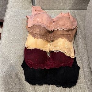 Lace Bralette Medium set of 5  front closure and full coverage back